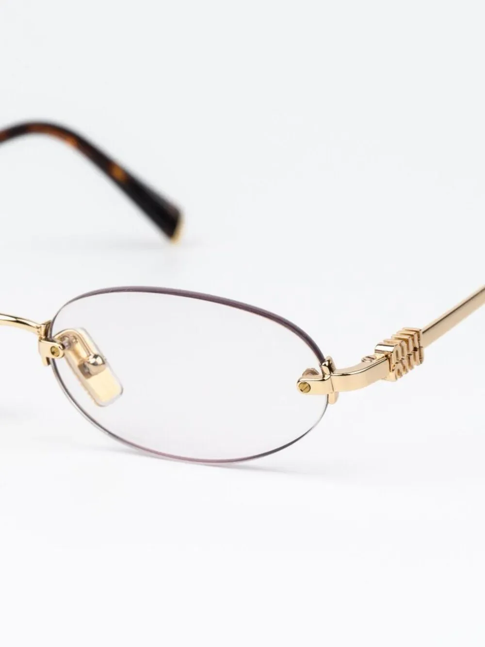 Miu Miu Women Eyeglasses Gold Oval Rimless MUA54S 5AK08N NEW AUTHENTIC